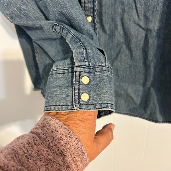 Levi's Mens Denim Western Shirt XXL Blue Long Sleeve Snap Button Pockets - Picture 6 of 12